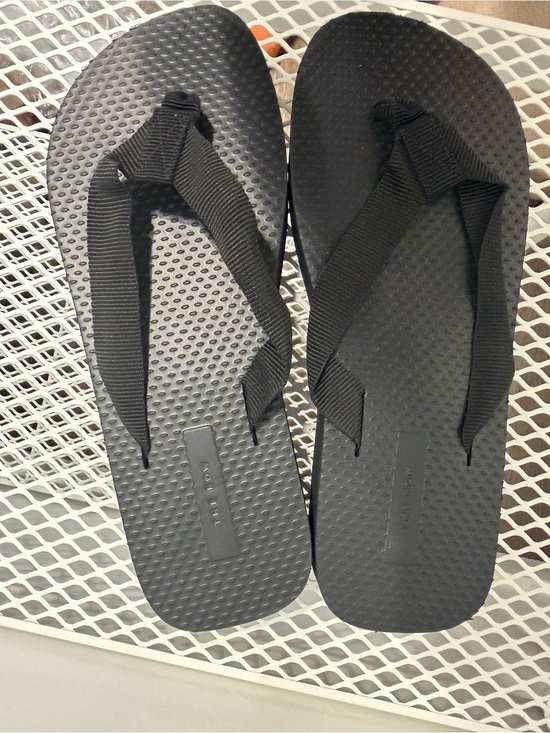 The Row Shoes - The Row Black Textured Rubber Flip Flops
